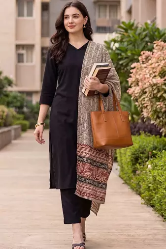 women ethnic motifs regular kurta with trousers & with dupatta