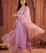 women ethnic motifs embroidered regular kurta with trousers & with dupatta