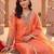 women regular thread work kurta with trousers & with dupatta