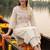women floral embroidered regular sequinned cotton kurta with trousers
