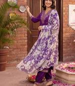 women ethnic motifs embroidered regular thread work kurta with patiala & with dupatta
