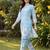 women printed regular cotton kurta with trousers