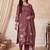 women floral printed regular mirror work linen kurta with trousers & with dupatta