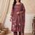 women floral printed regular mirror work linen kurta with trousers & with dupatta