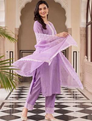 women ethnic motifs embroidered regular thread work kurta with trousers & with dupatta 5