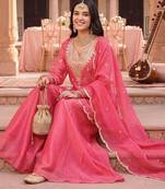 women ethnic motifs embroidered regular kurta with sharara & with dupatta