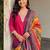 women regular thread work kurta with trousers & with dupatta