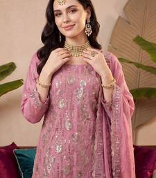 women ethnic motifs embroidered regular sequinned kurta with palazzos & with dupatta