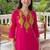 women ethnic motifs embroidered regular thread work cotton kurta with trousers