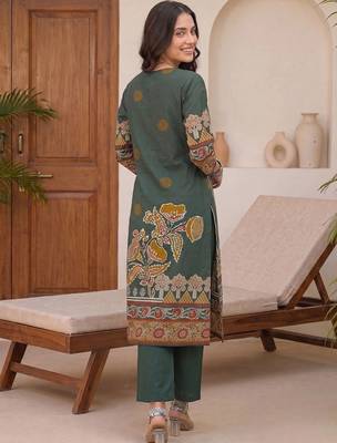 women floral printed regular cotton kurta with trousers & with dupatta 5