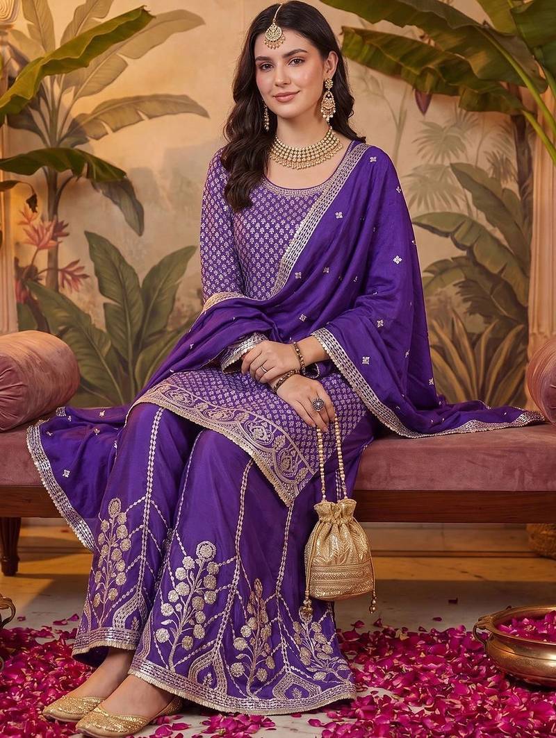 women ethnic motifs regular kurta with sharara & with dupatta
