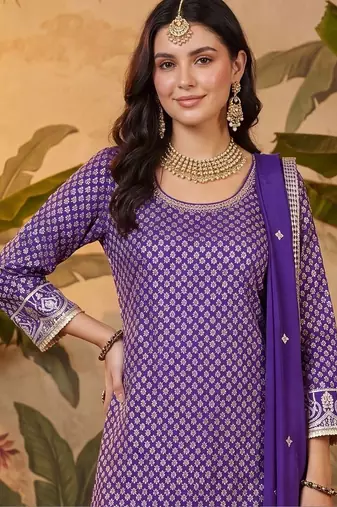 women ethnic motifs regular kurta with sharara & with dupatta