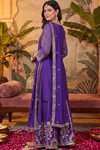 women ethnic motifs regular kurta with sharara & with dupatta