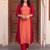 women floral embroidered regular thread work kurta with trousers