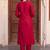 women floral embroidered regular thread work kurta with trousers