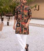 Elegant black heavy crepe kurta set with thread & sequin embroidery