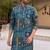 Blue heavy crepe kurta set with thread & sequin embroidery