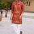 Classic red heavy crepe kurta set with thread & sequin embroidery