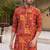 Classic red heavy crepe kurta set with thread & sequin embroidery