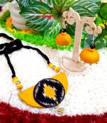 Golden yellow  color fabric handmade neckset
