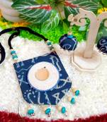 Indigo blue color fabric handmade neckset
