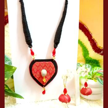 shiny red color fabric handmade neckset 2