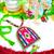 red with green color fabric handmade neckset
