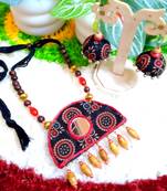 Black and red  color fabric handmade neckset