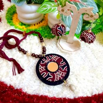 Deep brown and balck color fabric handmade neckset 1