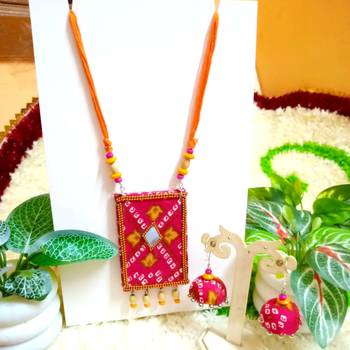 pink color fabric handmade neckset 2