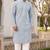 Classic light grey rayon kurta set with chikankari schiffli work