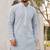 Classic light grey rayon kurta set with chikankari schiffli work