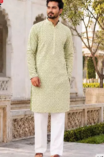 Refreshing light mint rayon kurta set with chikankari schiffli work
