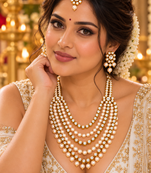 Multi Strand Pearl Kundan Wedding Jewellery Set