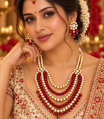 Ruby red and gold kundan wedding jewellery set
