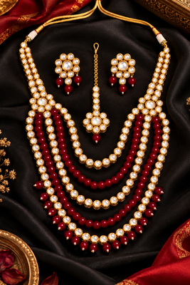 Ruby red and gold kundan wedding jewellery set 2