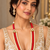 Red kundan pearl necklace set with tikka