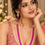 Fuchsia grace pearl beaded necklace set with tikka