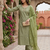 Women's art silk fabric embroidered kurta set with  dupatta