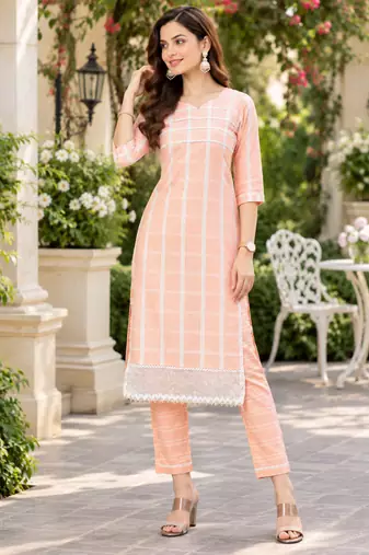Women's south cotton  kurta pant dupatta set