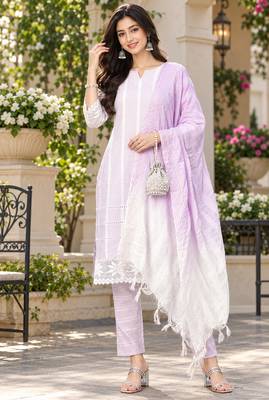 Women's south cotton  kurta pant dupatta set 1