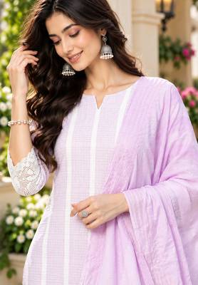 Women's south cotton  kurta pant dupatta set 4