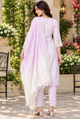 Women's south cotton  kurta pant dupatta set 5