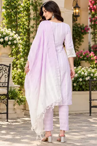 Women's south cotton  kurta pant dupatta set