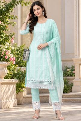 Women's south cotton  kurta pant dupatta set 1