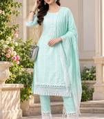 Women's south cotton  kurta pant dupatta set