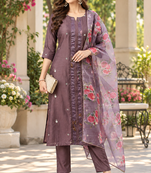 Women's reshm embroidered kurta pant dupatta set