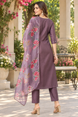 Women's reshm embroidered kurta pant dupatta set 2