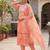Women's silk chiffon embroidered kurta set with digital dupatta