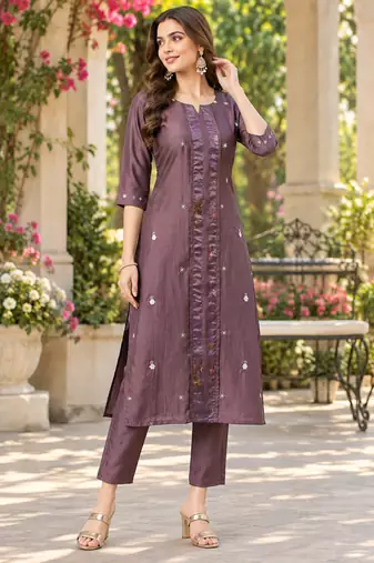 Women's reshm embroidered kurta pant dupatta set